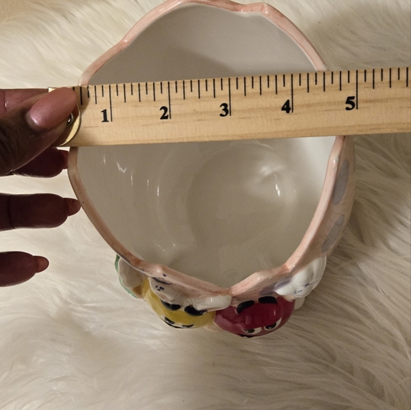 Ceramic Bowl Planter Mars M&M Yellow & Red Pink Easter Egg Purple Dots FTD Candy - Picture 10 of 10